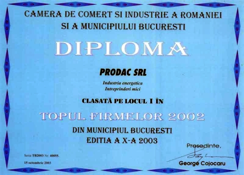 Prodac Bucuresti - locul I industria energetica
