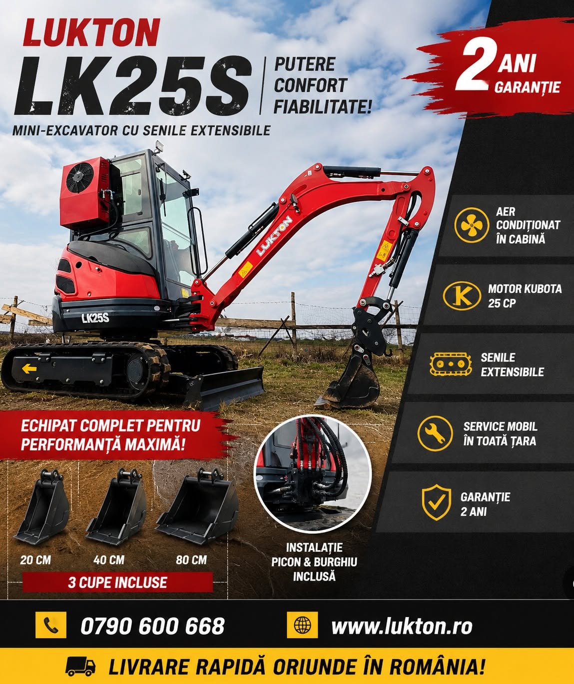 Mini excavator cu șenile Lukton